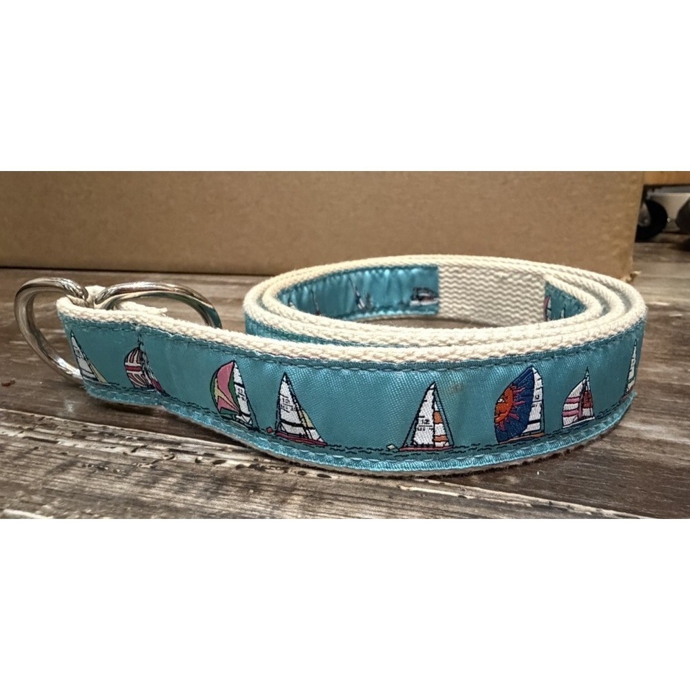 The Belted Cow Yacht Club D Ring Belt Sailboat Nautical Canvas Belt Medium